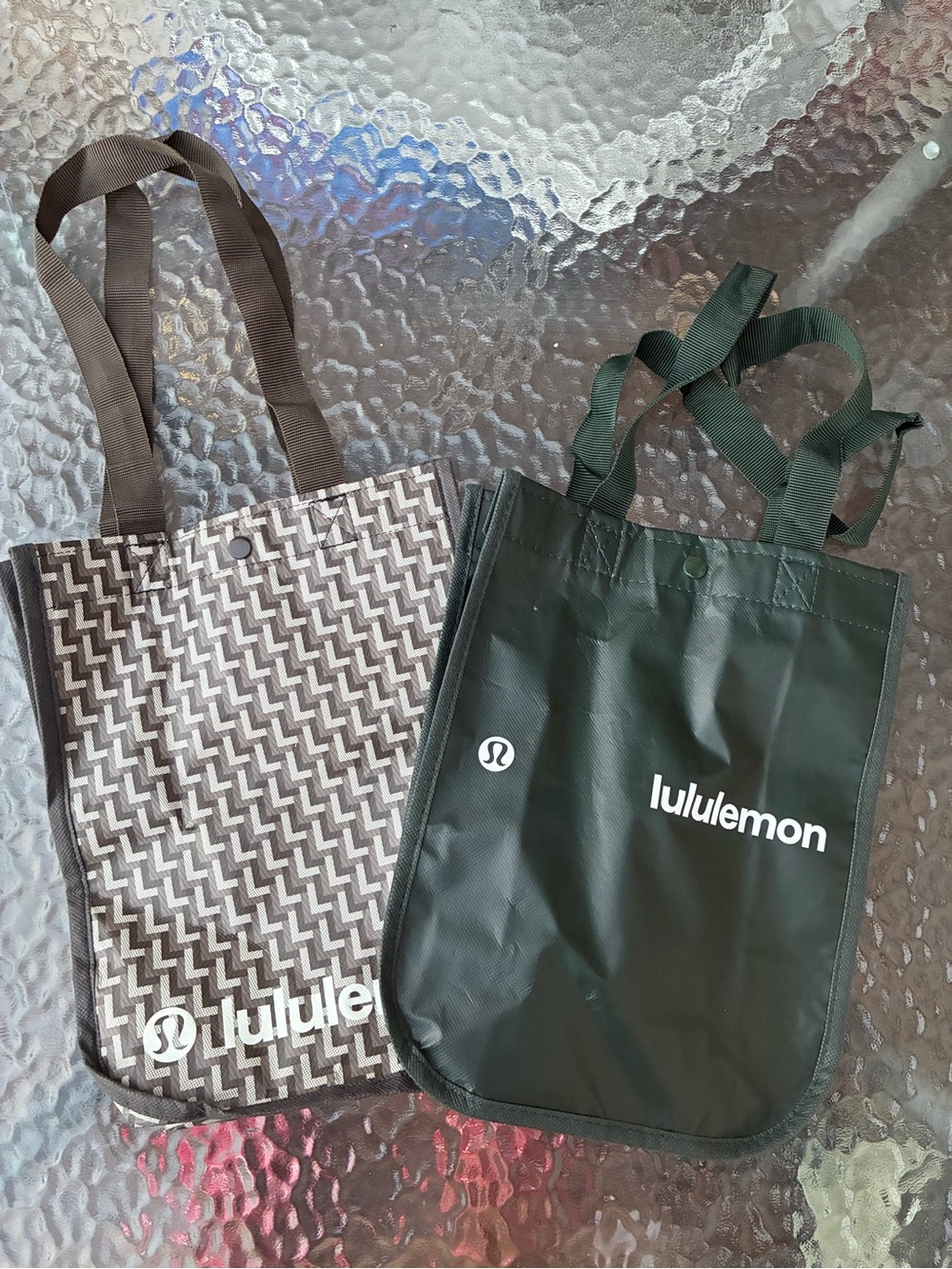 Lululemon Green and Brown Patterned Tote Duo